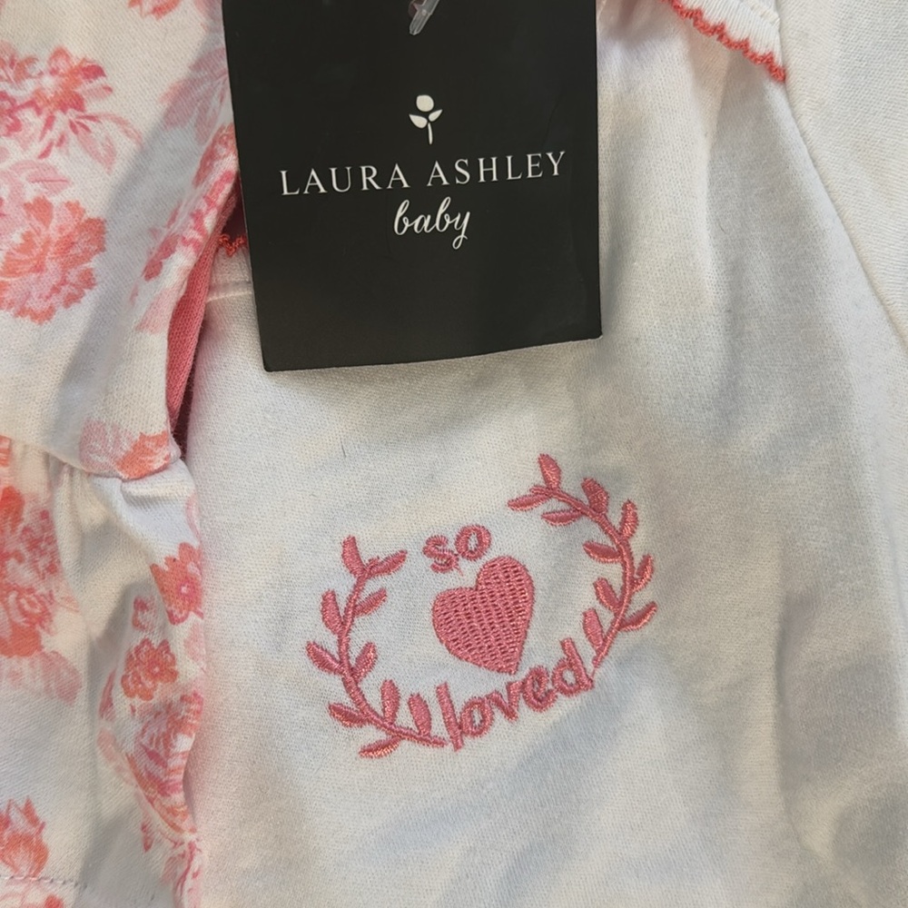 NWT Laura Ashley Baby Outfit Set with Floral Top and Pink Leggings - Picture 2 of 4